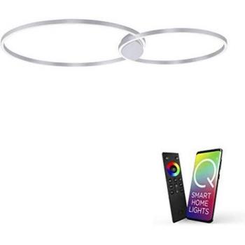 Plafoniera LED Q-KATE 125 cm Smart Home, regulable CCT 2700-5000K, control remoto y compatible con Alexa
