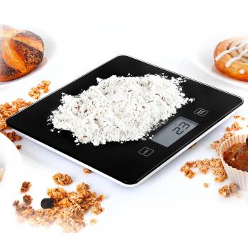 Báscula de Cocina Digital Duronic KS5000 con Bol Desmontable de Acero Inoxidable 2.5L, Pantalla LCD y Función Tara, Capacidad Máx. 5kg