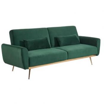 Sofá cama de 3 plazas de terciopelo LAUNEI - Verde pino