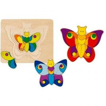 Goki- Puzzles de Madera Mariposa, Multicolor