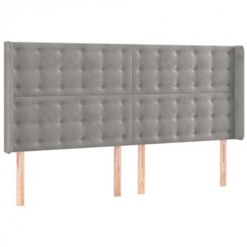 Cabecero con LED de terciopelo gris claro 183x16x118/128 cm
