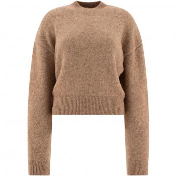 Women's Jacquemus Crew-Neck Wool Sweater in Beige | Size Medium | 24E241KN3532329 Color 151