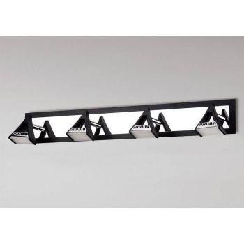 Spot Filippo Foco lineal 4 bombillas LED 20W 3000K, 1750lm, negro mate/cromo pulido, con 3 años de garantía