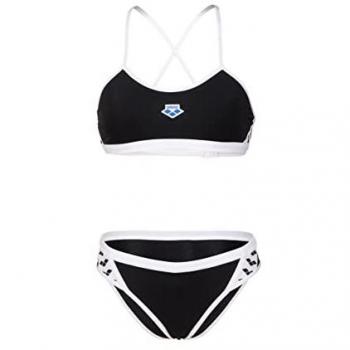 Bikini Arena Icons Cross Back Solid Negro Blanco Mujer