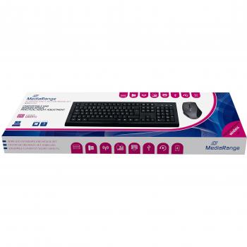 Set Inalámbrico de Teclado y Ratón MediaRange MROS104 QWERTZ, Negro, 5 Botones