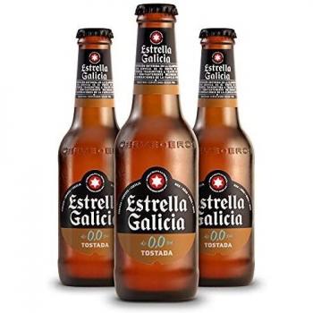 Estrella Galicia 0,0 Tostada Cerveza - Pack de 24 botellines x 250 ml - Total: 6 L