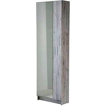 Mueble Zapatero con Espejo Serie Danubio 56AB Topkit Armario zapatero estrecho Blanco Mozart Medidas: 171 x 54 x 24 cm