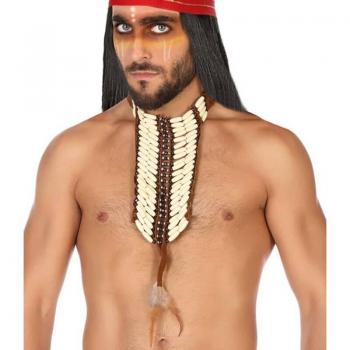 Colgante Hombre 56659 Indio Americano - Colgante de diseño indio americano, material metálico, acabado en plata envejecida, tamaño aproximado de 5 cm, incluye cadena ajustable de acero inoxidable
