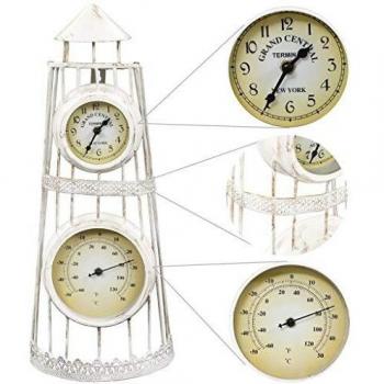 vidaXL Reloj Pared Jardín Diseño Vintage con Termómetro Decoración Exterior