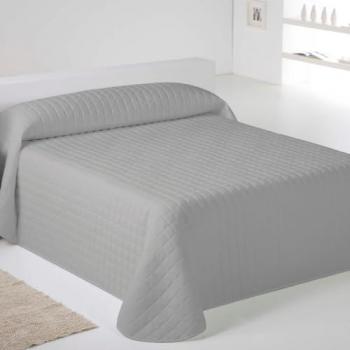 Colcha Bouti Reversible de Microfibra Extra Suave - Acolchado a Rombos - Blanco/Gris/Beige - Para Cama 90-180 cm - Relleno Ligero 70g - Fabricada