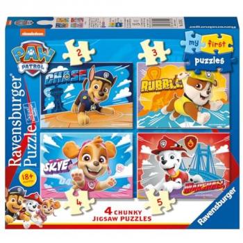 Mi Primer Puzzle Patrulla Canina - Set de 4 Puzzles de Iniciación para Niños, diseñado por Ravensburger, adecuado para niños a partir de 1 año, incluye puzzles de 2, 3, 4 y