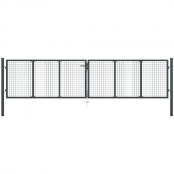 vidaXL Mesh Garden Gate Galvanised Steel 400x150 cm Grey