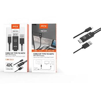 Cable Adaptador Type-C a HDMI 4K + USB Macho 1.8m Negro TB1331