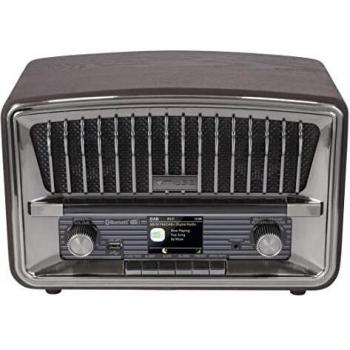 Muse 135 DBT Radio Digital, Dab+ FM, Radio Reloj Dual Alarma, Pantalla LCD, 2 x 5 vatios, Función de Reposo de repetición, Conector USB AUX-IN para teléfono, Gris Oscuro