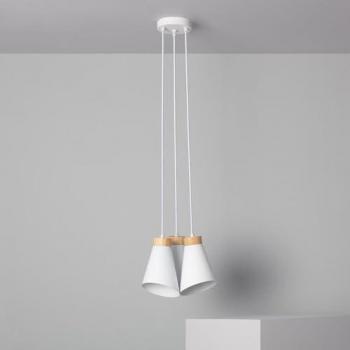 Lámpara Colgante de Metal y Madera Itai Blanco para Decoración de Salón, Habitación y Dormitorio