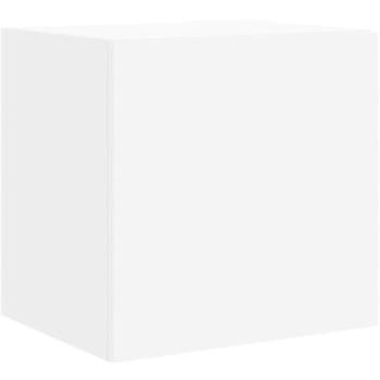 Mueble de TV multimedia con estantería, aparador y luces LED para comedor, salón o dormitorio, 40,5 x 35 x 40 cm, color blanco