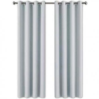 PONY DANCE Cortinas Salón Moderno - Térmicas Aislantes Frío Calor para Hogar 2 Uds, 140 x 240 cm, Blanco Gris