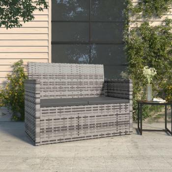 Poly Rattan Garden Bench with Cushions Grey 105 cm