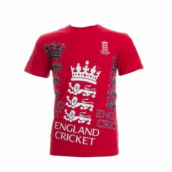Inglaterra Cricket Classic logotipo grande de punto de camiseta, Rojo