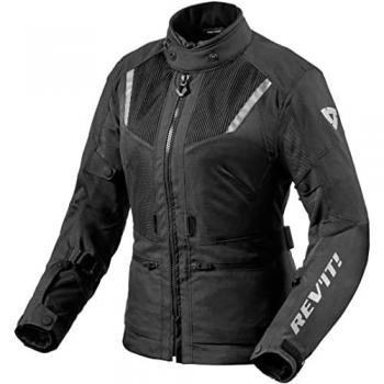 REV'IT! Chaqueta de Moto para Mujer Levante 2 H2O Negra, chaqueta textil impermeable y transpirable, diseñada específicamente para damas, disponible en tallas 44 y 46