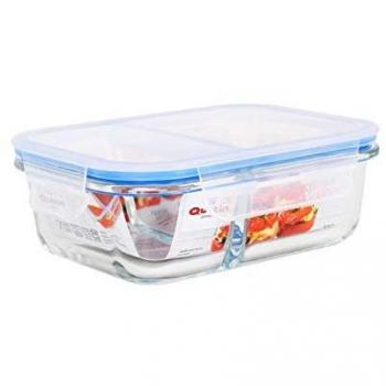 Fiambrera Hermética Rectangular 21x15.5x7cm con 2 Compartimentos y Cierre Seguro - Práctica y Funcional para Alimentos Frescos