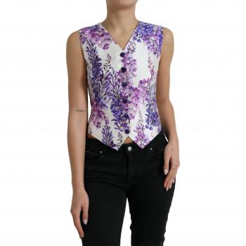 Dolce & Gabbana Floral Print Silk Waistcoat Vest Top - IT38 | XS