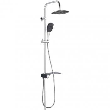 Set de ducha fija SCHÜTTE AQUASTAR con bandeja lateral, cromado y gris antracita