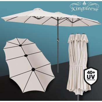 Sombrilla Doble Kingsleeve 460x270 cm con Protección UV 80+, Funda Protectora, Impermeable y Manivela para Jardín y Terraza