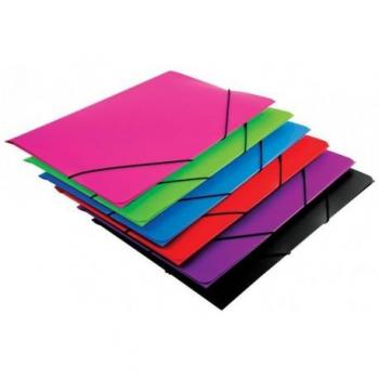 Carpeta de polipropileno con solapas y gomas tamaño cuarto (4º) colores surtidos 450 micras Mariola