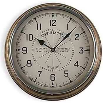 Reloj de Pared Versa Estilo Café Tour en Metal, 31x6x31 cm