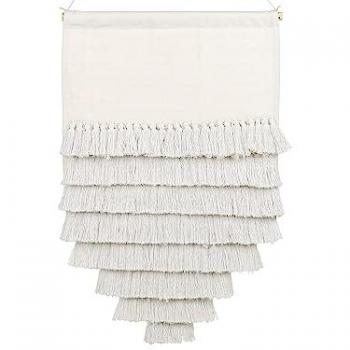 Decoración de Pared de Algodón Off-White Hecha a Mano con Borlas 60 x 90 cm estilo Boho