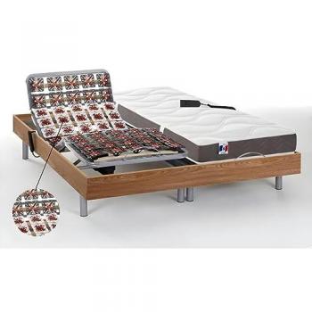 Cama eléctrica de relajación con colchón 100% látex y 3 zonas de apoyo Júpiter - 2x70x190 cm - Roble - Motores OKIN