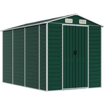 Cobertizo de jardín acero galvanizado verde 191x300x198 cm