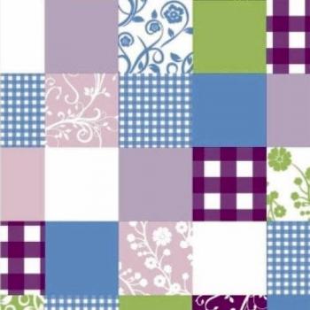 Mantel Antimanchas Hule Rollo 140 cm. x 20 Metros Cuadros Violetas