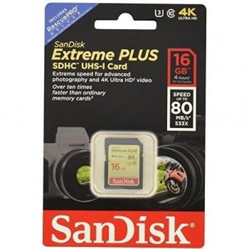 SanDisk SDSDXS-016G-X46 16 GB Extreme/Extreme Plus 80 MB/s Class 10 SDHC UHS-I Card