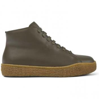Camper Peu Terreno HYDROSHIELD® - Women's Green Leather Ankle Boots with Laces