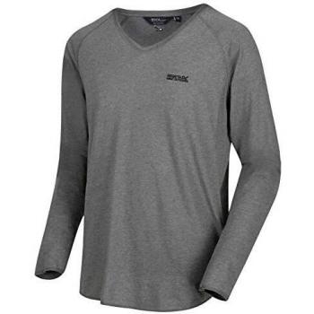 Regatta Kiro Coolweave - Camiseta de Manga Larga con Cuello en V para Hombre, Hombre, Camisetas/Polos/Camisetas, RMT195 8EI70, Briar, L