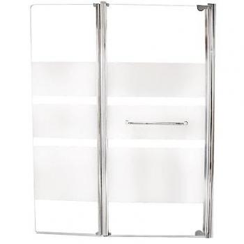 Mampara de Baño Rosa Ondee - 120x140x0,4cm - Vidrio Templado - Acabado Cromado