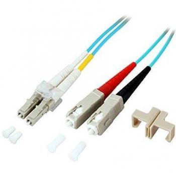 Cable de Fibra Óptica Duplex LC-SC 5m OM3 (50/125µm), LSZH, Aqua