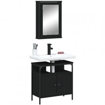 Conjunto de muebles de baño 2 piezas de madera contrachapada negra multicapa