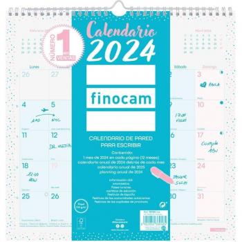 Finocam Calendario Pared 2024 Chic Escribir Turquesa 30x30cm