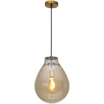 Lámpara colgante Rio Chrome 1 bombilla 40cm, cristal de champán, diseño pequeño, luz única