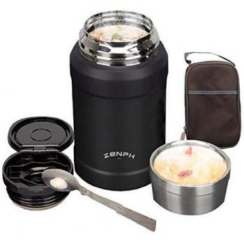 Zenph Termo Para Comida 800ml, Frascos Térmicos para Comida, Vacío de Acero Inoxidable 316, con Cuchara Plegable de Acero Inoxidable y Bolsa de Transporte con Doble Aislamiento