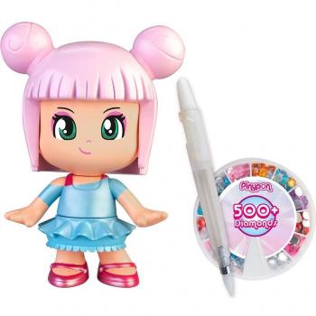Pinypon - Figura de 17 cm Pop & Shine con 500 Cristales para Decorar - Niños +4 años