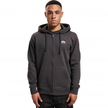 Alpha Industries Vintage Grey Zip Hoodie for Men - Size L