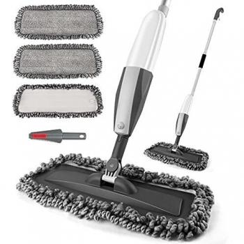 Homgif Fregona Mopa con Pulverizador, Spray Mop 380 ml Mopas de Limpieza Suelos, Fregona Microfibra para el Hogar, Cocina, Madera Dura, Madera, Cerámica con 3 Almohadillas de Repuesto