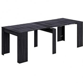 Mesa de Comedor, Consola, Mesa Extensible, Mesa para Salon recibidor o Cocina, Acabado en Gris Ceniza, Medidas: 50-235 cm
