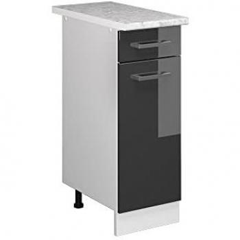 Mueble Bajo Universal R-Line, Antracita Alto Brillo, 30 cm con Cajón y Encimera Vicco