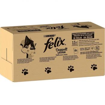 Felix Fantastic Jumbopack Multipack Wet Cat Food 120 x 85g - Double Delicious Meaty Selection (Beef & Chicken, Turkey & Liver, Chicken & Kidney, Duck & Lamb)