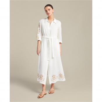 Vestido camisero de lino con bordado Elena Miró